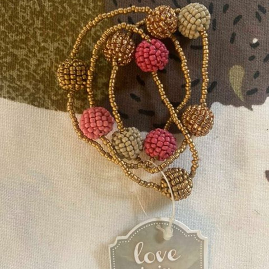 Pink, Gold, & Cream Stretch Bracelet Set!!!
